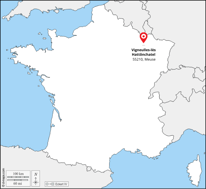 carte vigneulles les hattônchatel 55210, meuse